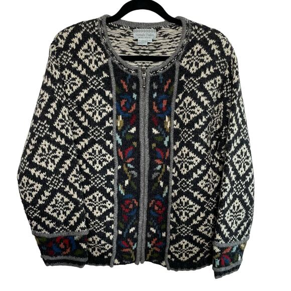 Nomadic Traders Sweaters - Vtg Nomadic Traders Fair Isle Cardigan Sweater Full Zip Long Sleeve Multicolor L